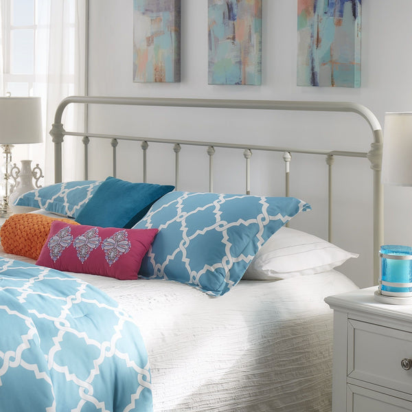 Laroche Iron Spindle Bed Curved Silhouette Silver Birch Finish Bedroom Frame