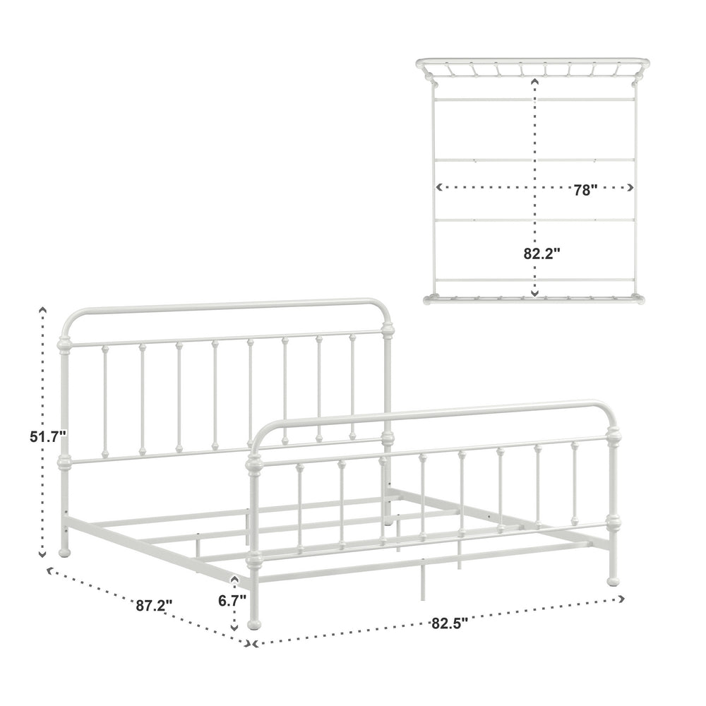 Homelegance Laroche Antique White Iron Bed Elegant Curved Spindle Frame for Any Bedroom E411BK-1W(SPK)