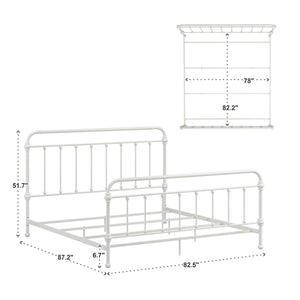 Homelegance Laroche Antique White Iron Bed Elegant Curved Spindle Frame for Any Bedroom E411BK-1W(SPK)