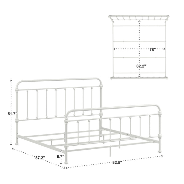 Homelegance Laroche Antique White Iron Bed Elegant Curved Spindle Frame for Any Bedroom E411BK-1W(SPK)