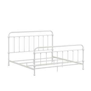 Laroche Antique White Iron Bed Elegant Curved Spindle Frame for Any Bedroom