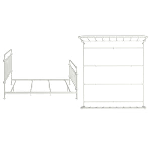 Laroche Antique White Iron Bed Elegant Curved Spindle Frame for Any Bedroom