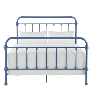 Homelegance Laroche Iron Bed Frame with Curved Silhouette for a Calming Bedroom Retreat E411BQ-1BST(SPK)
