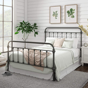 Laroche Iron Bed Antique Bronze Finish Curved Metal Frame Bedroom Centerpiece
