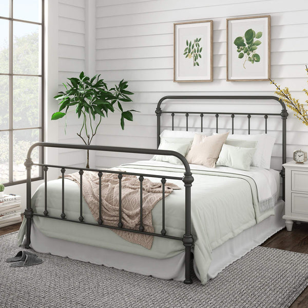Laroche Iron Bed Antique Bronze Finish Curved Metal Frame Bedroom Centerpiece