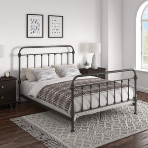 Laroche Iron Bed Antique Bronze Finish Curved Metal Frame Bedroom Centerpiece