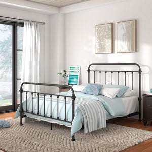 Laroche Iron Bed Antique Bronze Finish Curved Metal Frame Bedroom Centerpiece