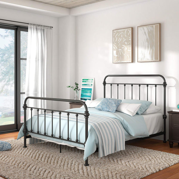 Laroche Iron Bed Antique Bronze Finish Curved Metal Frame Bedroom Centerpiece