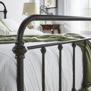 Laroche Iron Bed Antique Bronze Finish Curved Metal Frame Bedroom Centerpiece