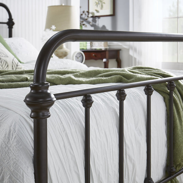 Laroche Iron Bed Antique Bronze Finish Curved Metal Frame Bedroom Centerpiece