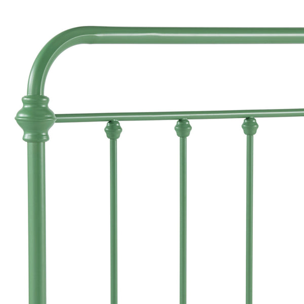 Laroche Iron Bed Frame with Curved Openwork Headboard in Meadow Green