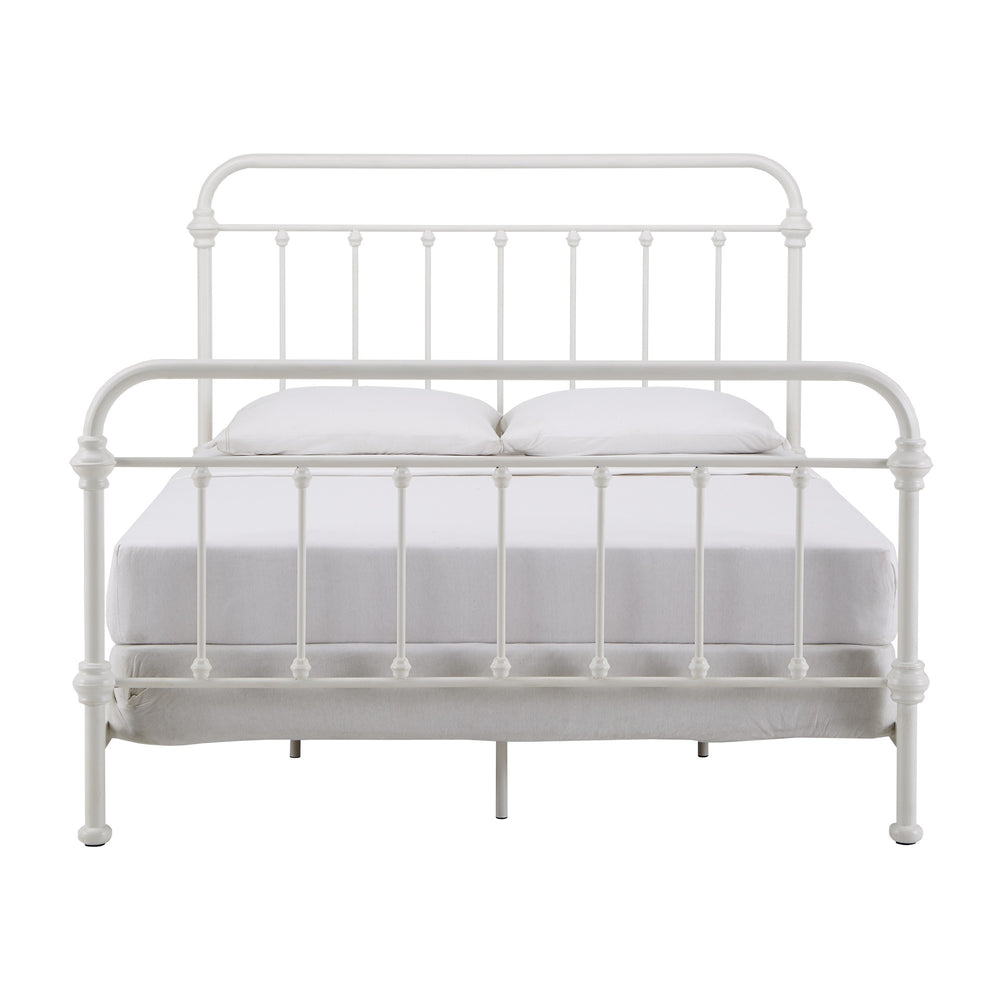 Homelegance Laroche Antique White Iron Bed Elegant Curved Metal Frame for Any Bedroom E411BQ-1W(SPK)
