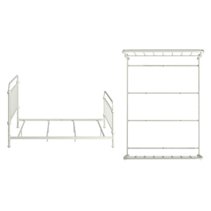 Laroche Antique White Iron Bed Elegant Curved Metal Frame for Any Bedroom