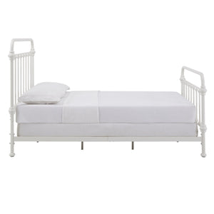 Laroche Antique White Iron Bed Elegant Curved Metal Frame for Any Bedroom