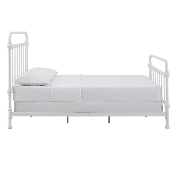 Laroche Antique White Iron Bed Elegant Curved Metal Frame for Any Bedroom