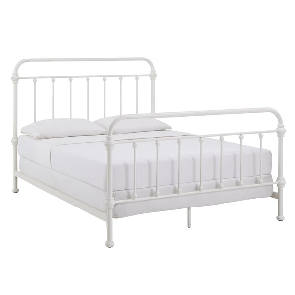 Laroche Antique White Iron Bed Elegant Curved Metal Frame for Any Bedroom