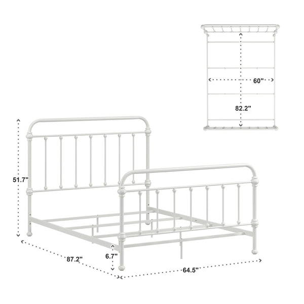 Laroche Antique White Iron Bed Elegant Curved Metal Frame for Any Bedroom