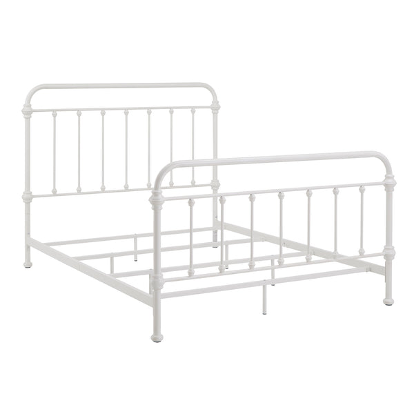 Laroche Antique White Iron Bed Elegant Curved Metal Frame for Any Bedroom