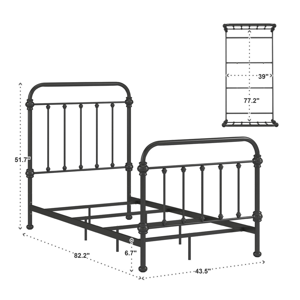 Homelegance Laroche Iron Bed Frame Elegant Curved Metal Design for Modern Bedrooms E411BT-1DK(SPK)