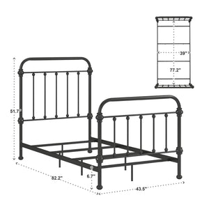 Homelegance Laroche Iron Bed Frame Elegant Curved Metal Design for Modern Bedrooms E411BT-1DK(SPK)