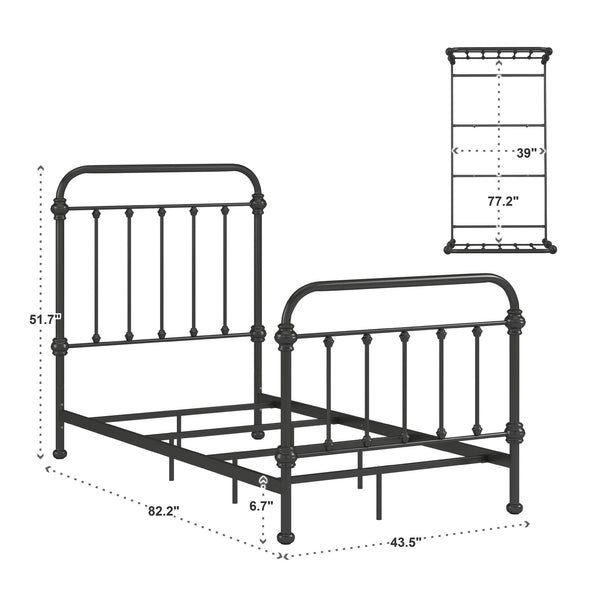 Homelegance Laroche Iron Bed Frame Elegant Curved Metal Design for Modern Bedrooms E411BT-1DK(SPK)
