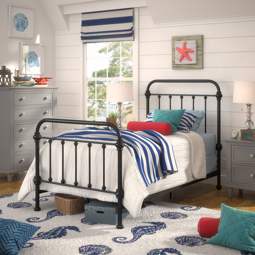 Homelegance Laroche Iron Bed Frame Elegant Curved Metal Design for Modern Bedrooms E411BT-1DK(SPK)
