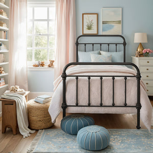 Laroche Iron Bed Frame Elegant Curved Metal Design for Modern Bedrooms