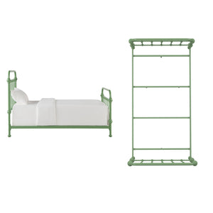 Laroche Iron Bed Curved Silhouette Powder Coat Green Finish Bedroom