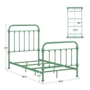 Laroche Iron Bed Curved Silhouette Powder Coat Green Finish Bedroom