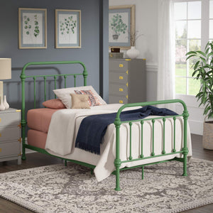 Laroche Iron Bed Curved Silhouette Powder Coat Green Finish Bedroom