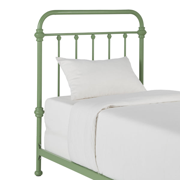 Laroche Iron Bed Curved Silhouette Powder Coat Green Finish Bedroom