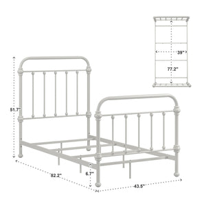 Laroche Silver Iron Bed Curved Metal Frame for Modern Bedroom Elegance