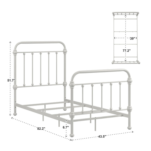 Laroche Silver Iron Bed Curved Metal Frame for Modern Bedroom Elegance