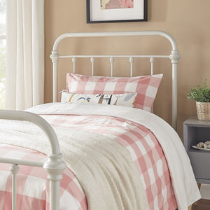 Laroche Silver Iron Bed Curved Metal Frame for Modern Bedroom Elegance