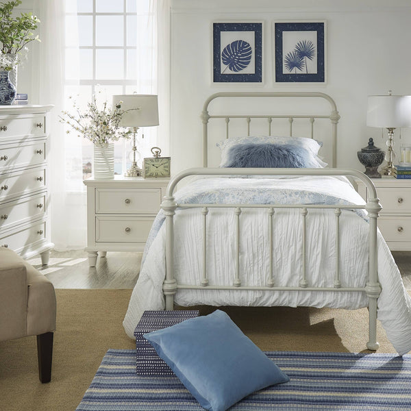 Laroche Silver Iron Bed Curved Metal Frame for Modern Bedroom Elegance