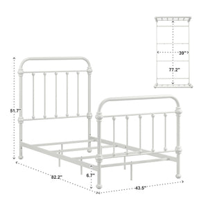 Homelegance Laroche White Iron Bed Frame with Curved Headboard for Elegant Bedrooms E411BT-1W(SPK)