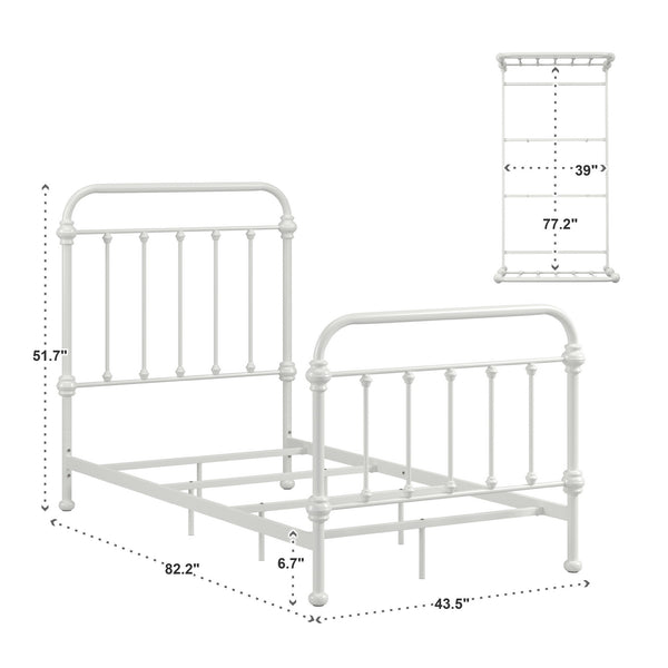 Homelegance Laroche White Iron Bed Frame with Curved Headboard for Elegant Bedrooms E411BT-1W(SPK)