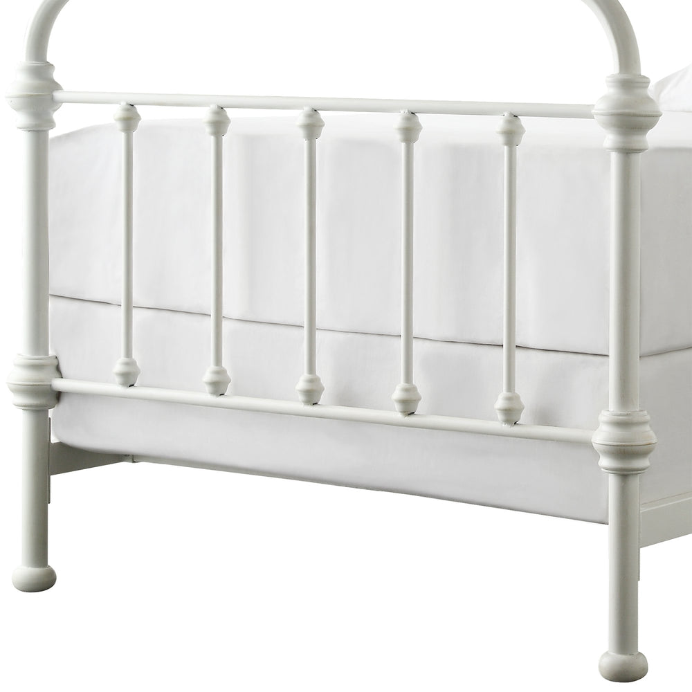 Homelegance Laroche White Iron Bed Frame with Curved Headboard for Elegant Bedrooms E411BT-1W(SPK)