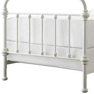 Laroche White Iron Bed Frame with Curved Headboard for Elegant Bedrooms