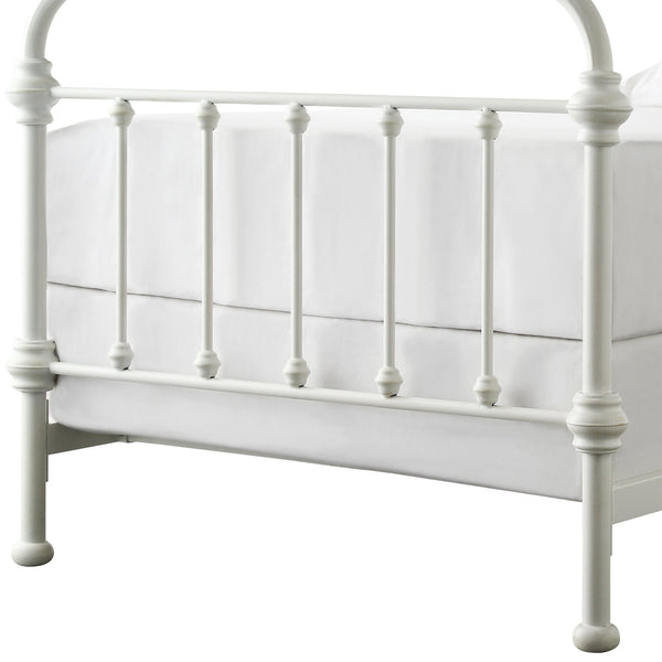 Laroche White Iron Bed Frame with Curved Headboard for Elegant Bedrooms