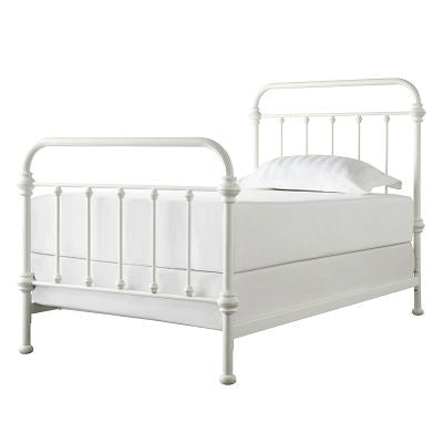 Laroche White Iron Bed Frame with Curved Headboard for Elegant Bedrooms