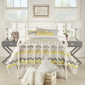 Laroche White Iron Bed Frame with Curved Headboard for Elegant Bedrooms