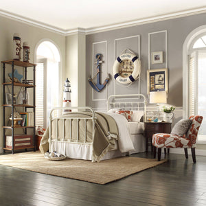 Laroche White Iron Bed Frame with Curved Headboard for Elegant Bedrooms