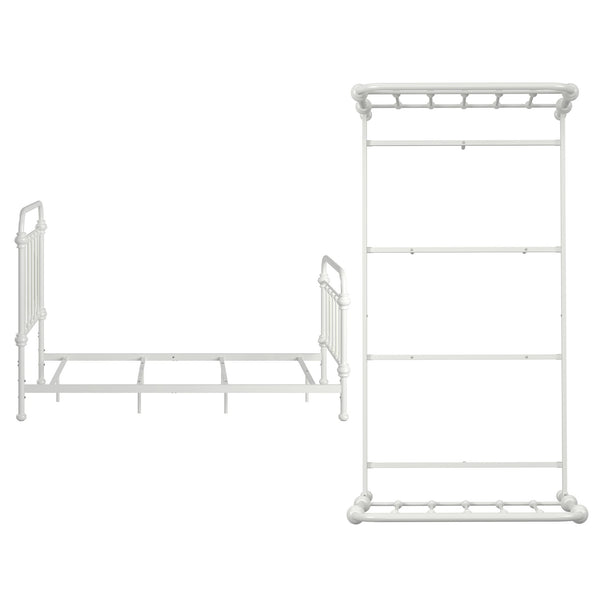 Laroche White Iron Bed Frame with Curved Headboard for Elegant Bedrooms