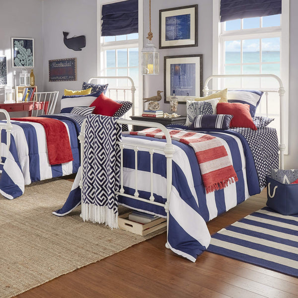 Laroche White Iron Bed Frame with Curved Headboard for Elegant Bedrooms