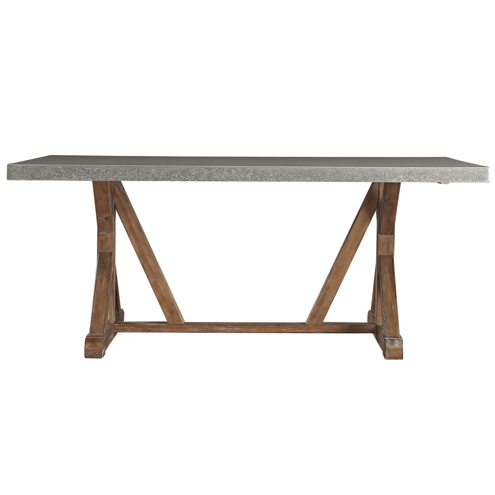 Homelegance Warner Concrete Veneer Dining Table with Carbonized Pine Trestle Base E429D-CC