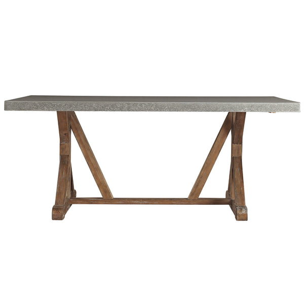 Homelegance Warner Concrete Veneer Dining Table with Carbonized Pine Trestle Base E429D-CC