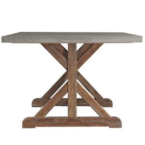 Warner Concrete Veneer Dining Table with Carbonized Pine Trestle Base