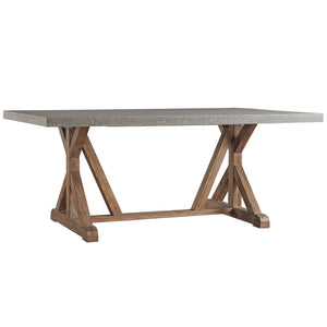 Warner Concrete Veneer Dining Table with Carbonized Pine Trestle Base