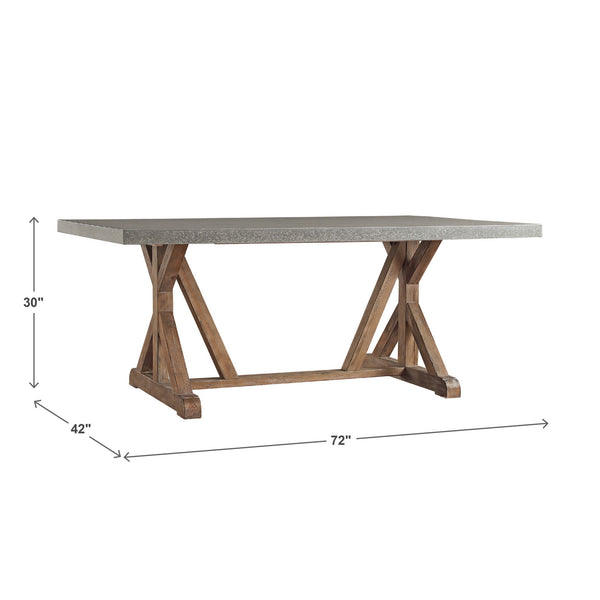 Warner Concrete Veneer Dining Table with Carbonized Pine Trestle Base